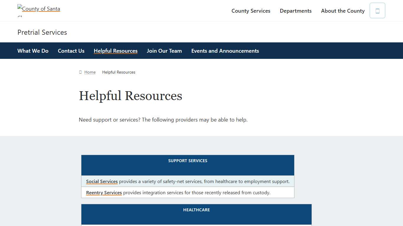 Helpful Resources | Pretrial Services | County of Santa Clara