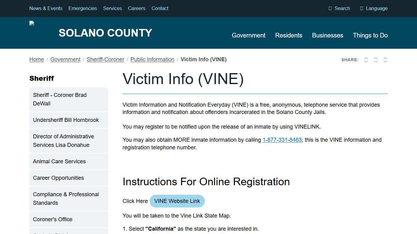 Victim Info (VINE) | Solano County, California